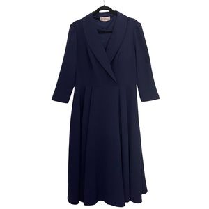 Navy JJs House Mother of the Bride Dress - A-Line V neck Tea-Length Sz 14